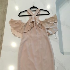 NWT JAYGODFREY Flutter Sleeve Midi Dress Blush 4